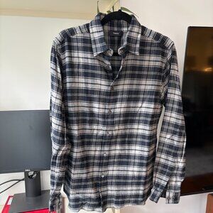 Theory Irving “Garda Check” Plaid Flannel Shirt (Size S) 100% Cotton